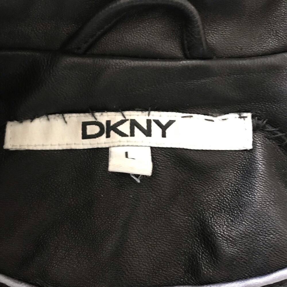DKNY 100% Lamb Leather Women's Jacket Coat, Black, Size Large - Picture 7 of 7